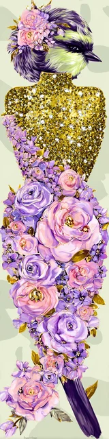 Free bird bookmark featuring a bird with a couture dress face